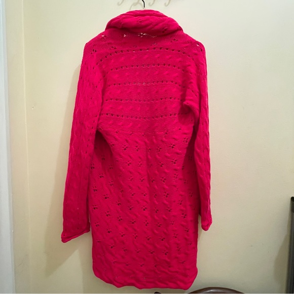 Vertical Design Pink CONVERTIBLE Open knit Cadigan Sweater 100% cotton, Sz M - Picture 5 of 12